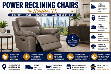 Power reclining chairs in Houston TX at Decor Furniture