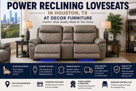Power reclining loveseats in Houston TX at Decor Furniture