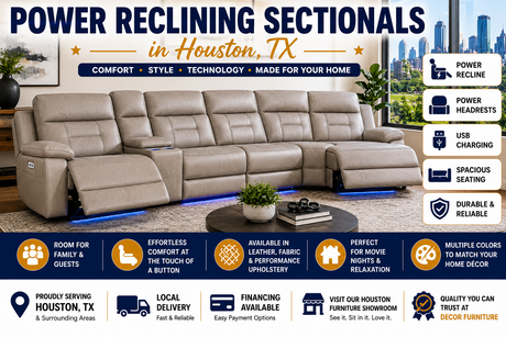 Power reclining sectionals in Houston TX at Decor Furniture