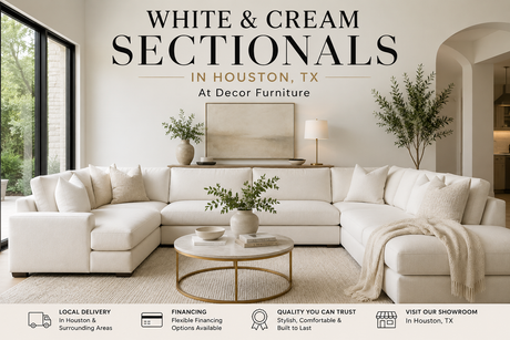 White and cream sectionals in Houston TX at Decor Furniture