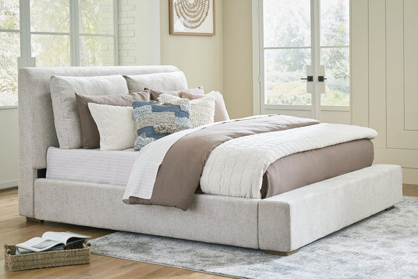 Cabalynn Light Brown King Upholstered Bed front view