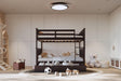 Espresso modern solid wood twin over twin bunk beds with trundle front view