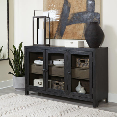 Lenston Black and Gray Accent Cabinet front view