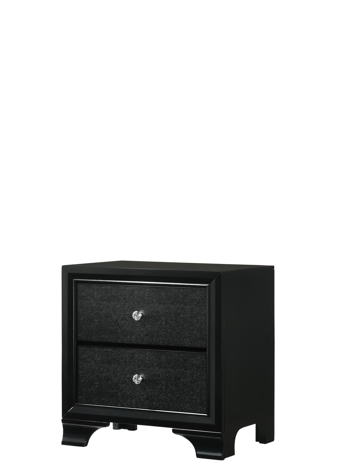 Micah Night Stand Black, front view showing 2 dovetail drawers