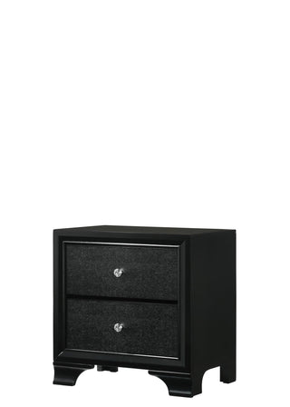 Micah Night Stand Black, front view showing 2 dovetail drawers