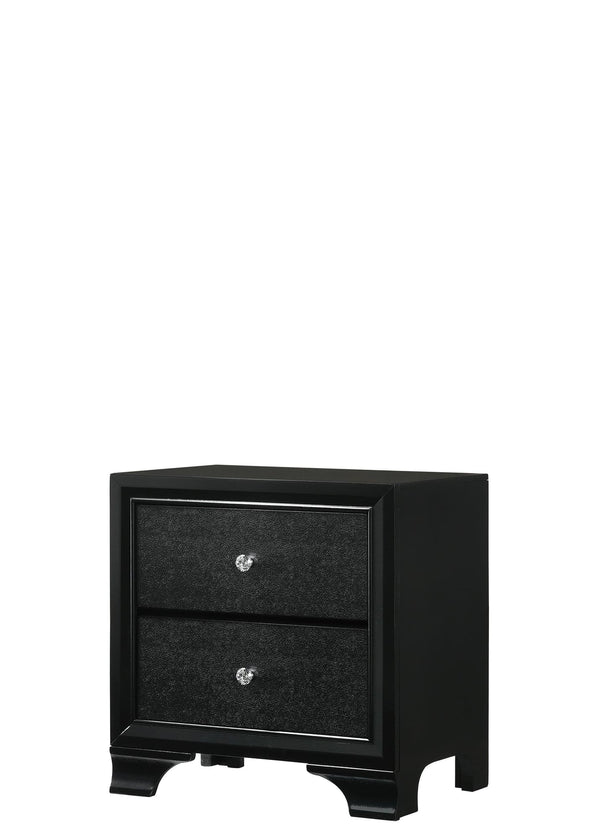 Micah Night Stand Black, front view showing 2 dovetail drawers
