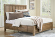 Cabalynn Queen Panel Bed front view in light brown finish