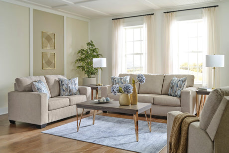 Ashley 512-04 Living Room Set sofa front view in parchment polyester upholstery