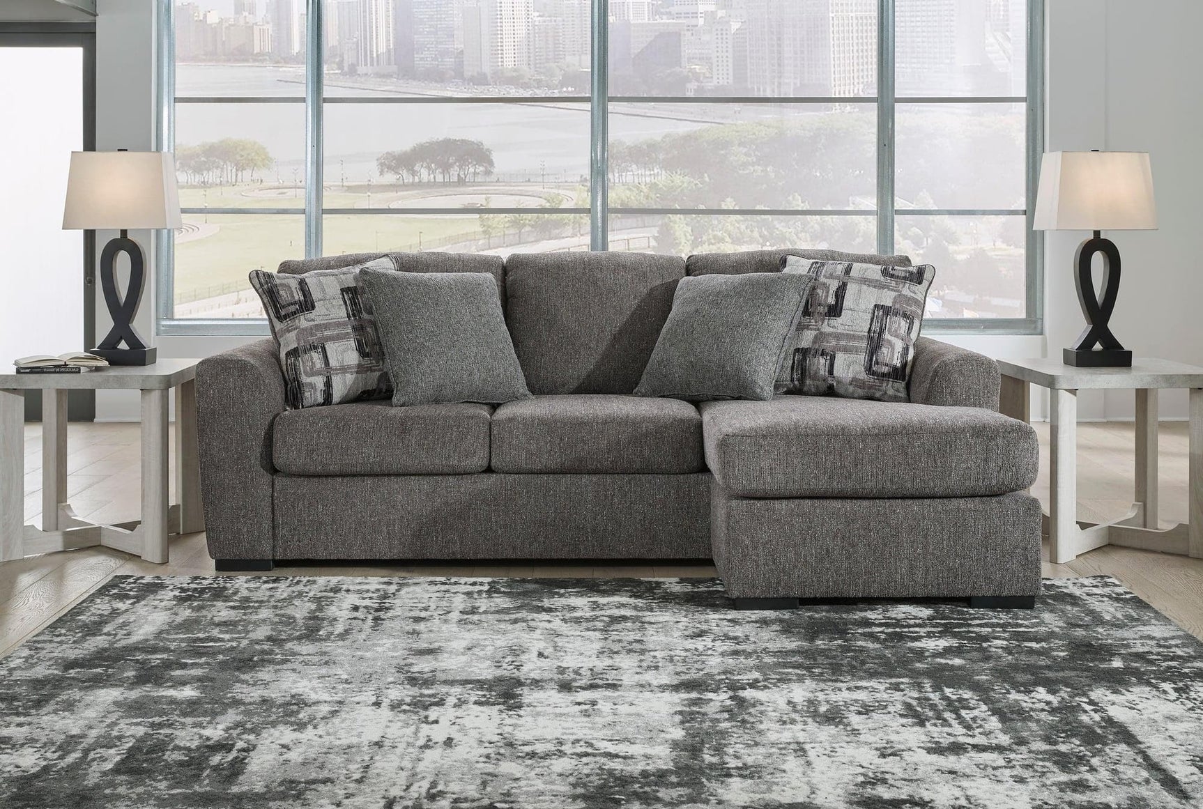 Ashley 524-04 Sofa Chaise sectional in pewter, main front angle view