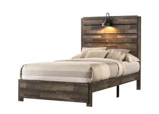 Carter Brown Full LED Platform Bed front view with leather padded headboard