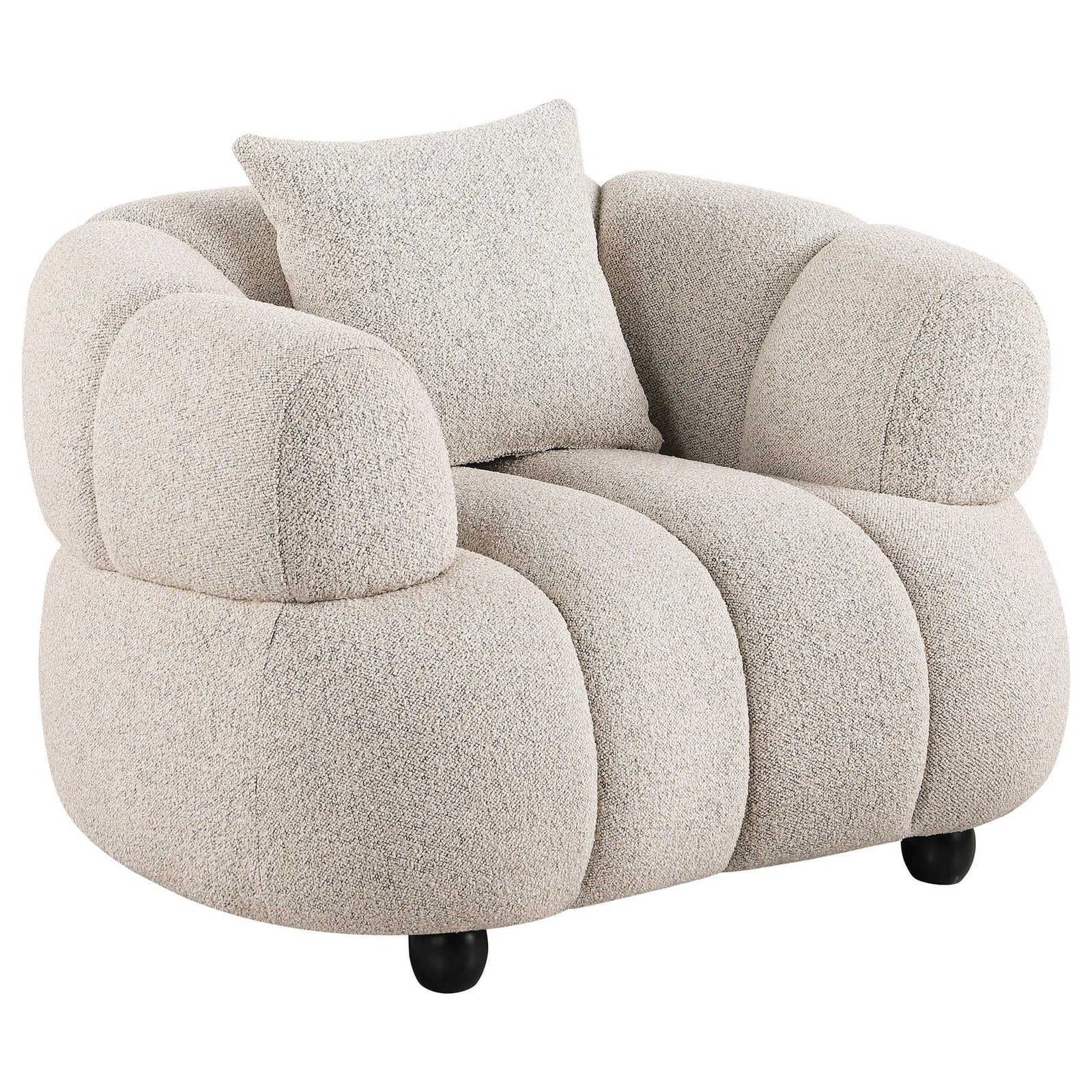 Whitney channel tufted boucle upholstered accent chair front view