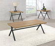 Colmar 3-piece trestle occasional table set, front view showing coffee and end tables