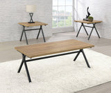 Colmar 3-piece trestle occasional table set, front view showing coffee and end tables