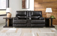 Mountainous Eclipse leather power reclining loveseat front view