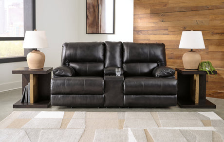 Mountainous Eclipse leather power reclining loveseat front view