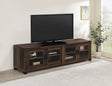 Sachin rectangular TV console with glass doors showing front view