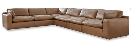 Emilia Caramel Leather 6-Piece Sectional sofa main view