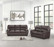Front view of Tiffany Brown Living Room Set with sofa and loveseat