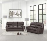 Front view of Tiffany Brown Living Room Set with sofa and loveseat