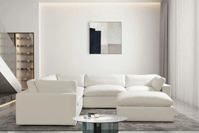 Main view of XL Cloud Sand sectional sofa with ottoman