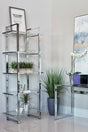 Hartford Chrome Glass Shelf Bookcase angled view