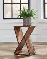 Lily Geometric Accent Table Natural - Front view showing geometric hourglass design