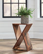 Lily Geometric Accent Table Natural - Front view showing geometric hourglass design