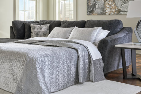 Biddeford Ebony Velvet sectional sofa front view