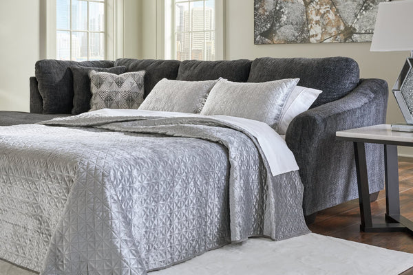Biddeford Ebony Velvet sectional sofa front view
