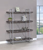 Grimma 4-Shelf Bookcase Rustic Grey Herringbone front view