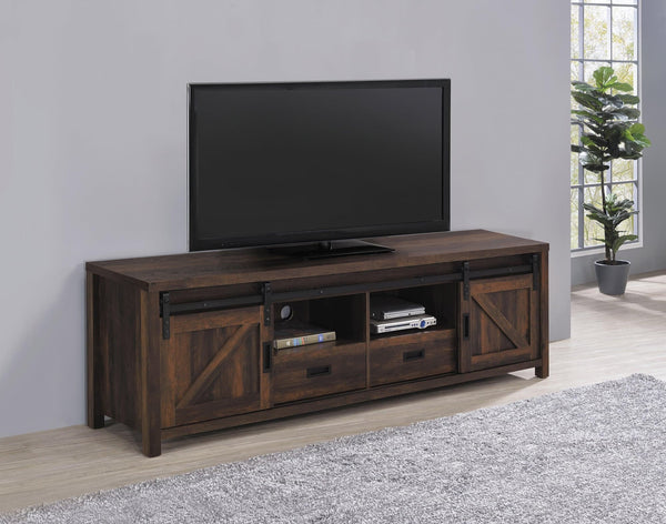 Madra TV Console front view with sliding barn doors closed