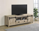 Madra rectangular TV console front view with sliding doors closed
