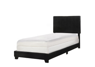 Erin Black PU Faux Leather Twin Upholstered Bed front view