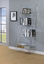 Amaturo 4-shelf clear acrylic ladder bookcase front view