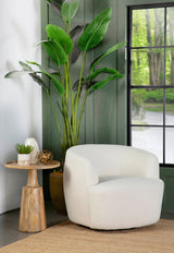 Hudson Upholstered Swivel Chair Natural front angle
