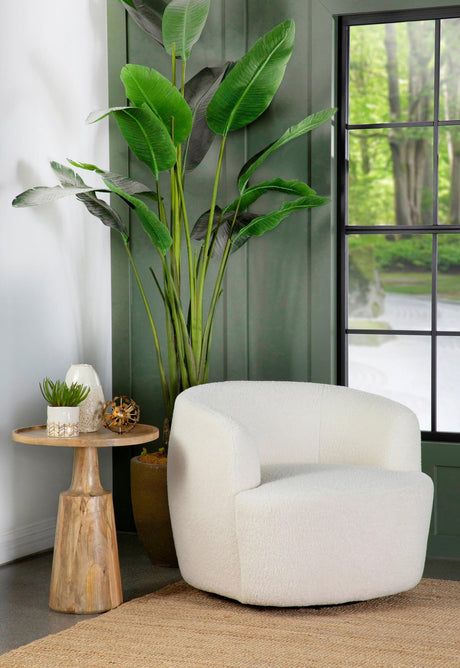 Hudson Upholstered Swivel Chair Natural front angle