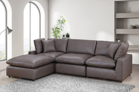 Sky Bronze Modular Leather Sectional Sofa angled view