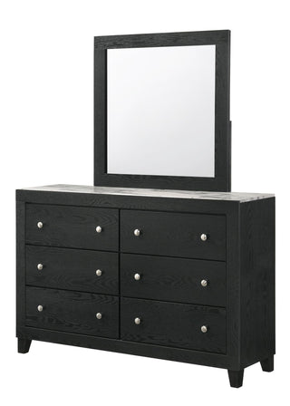 Cadence Black 6-Drawer Dresser with Nickel Knobs front view