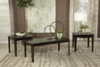Amaro 3-piece occasional table set dark brown with coffee table front view