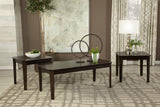 Amaro 3-piece occasional table set dark brown with coffee table front view