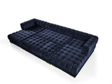 Top view of Mia Navy Velvet Rectangle Ottoman highlighting plush navy velvet