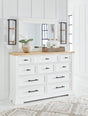Ashbryn two-tone white and natural dresser with mirror front view