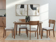Tameride medium brown rectangular dining table with 4 matching chairs set front angle