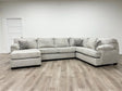 Brentwood Sectional sofa front angle in oatmeal linen