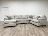 Brentwood Sectional sofa front angle in oatmeal linen