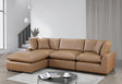 Sky Camel Modular Sectional sofa in camel leather gel microsuede side view