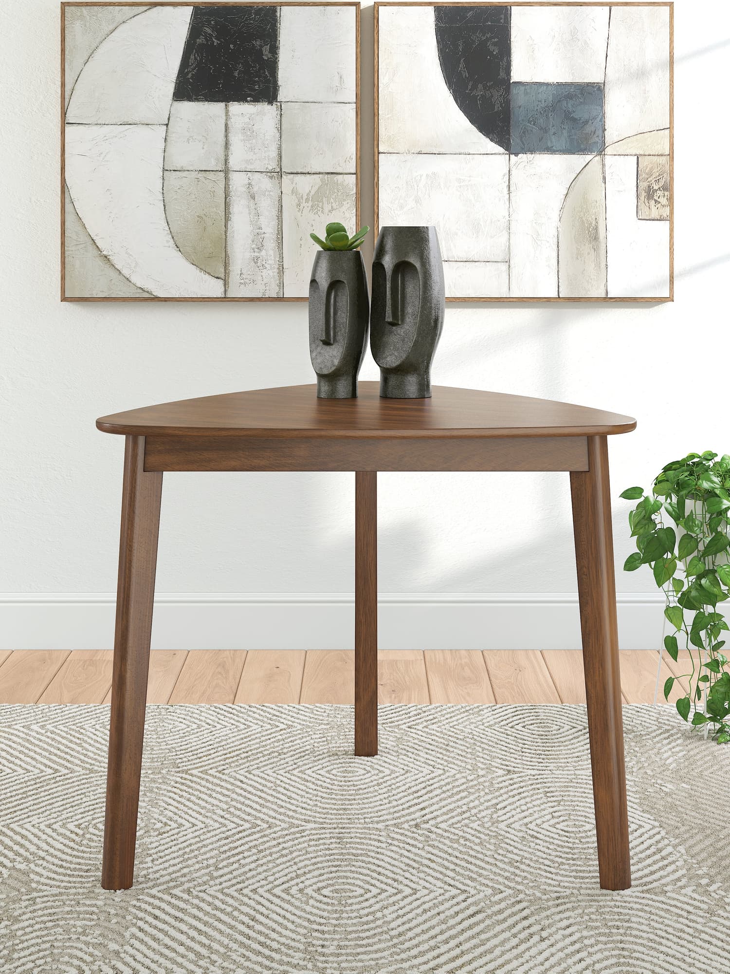Tameride medium brown dining table front angle view