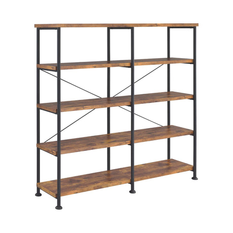 Analiese 4-shelf open bookcase antique nutmeg front view