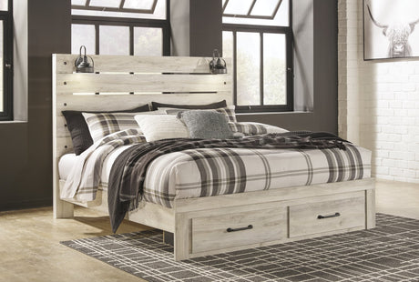 Cambeck Whitewash King Panel Storage Bed front view