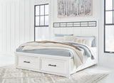 Ashbryn White Natural King Panel Storage Bed, front view